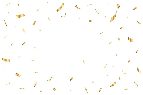 Gold Confetti Falling Background Birthday Anniversary Designs Bright Shiny Gold — Stock Vector