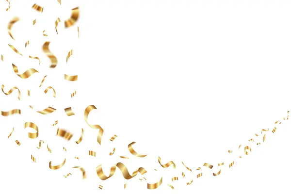 Gouden Confetti Valt Achtergrond Voor Verjaardag Jubileum Ontwerpen Heldere Glimmende — Stockvector