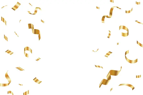 Gold Confetti Falling Background Birthday Anniversary Designs Bright Shiny Gold — Stock Vector