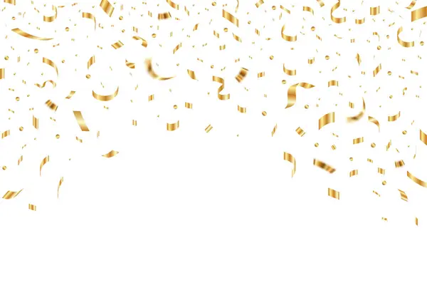 Ouro Confete Caindo Fundo Para Aniversário Projetos Aniversário Confeitaria Dourada — Vetor de Stock