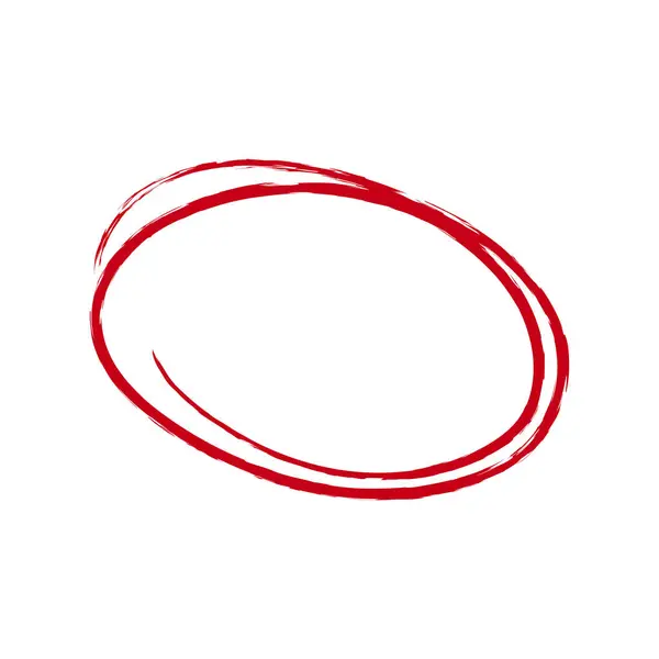 Jeden Červený Zvýrazňovací Kruh Oválný Červený Štětec Náčrtek Oválný Rám — Stockový vektor