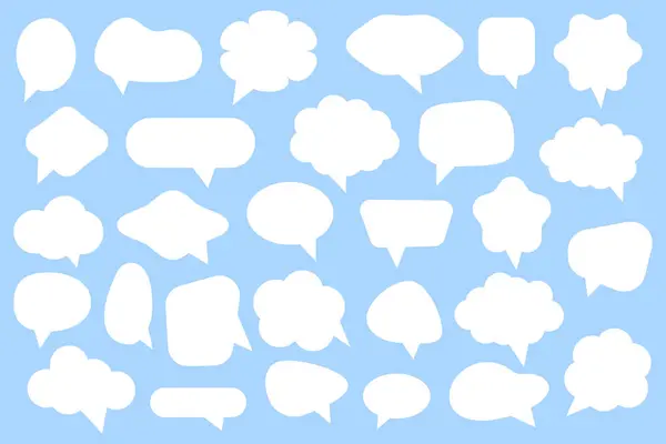 White Speech Bubbles Set Doodle Empty Message Box Icons Set — Stock Vector