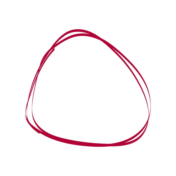 Ein Roter Markierungskreis Oval Gekritzelte Rote Pinselskizze Ovaler Rahmen — Stockvektor