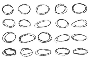 Boya kalemi çemberlerini ve oval yerleri vurgula. Çalı çırpı, pastel boya, oval çerçeve seti