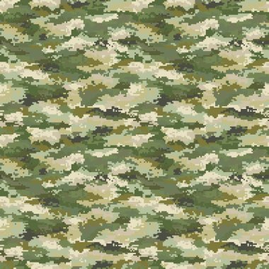 Yeşil askeri pikselli kamuflaj kusursuz desen. Modern avlanma doğal kamuflaj modeli