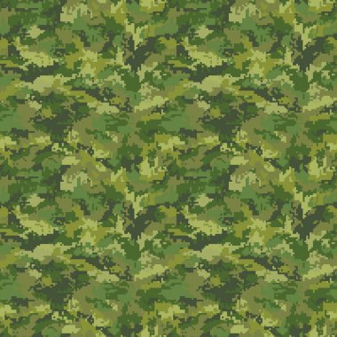 Yeşil askeri pikselli kamuflaj kusursuz desen. Modern avlanma doğal kamuflaj modeli
