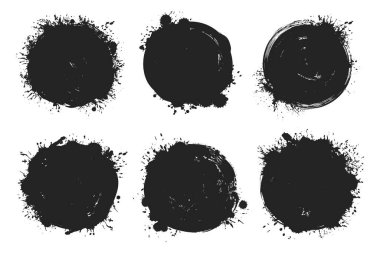 Soyut fırça grunge daire koleksiyonu. Düz grunge fırça darbesi çemberleri ayarlandı