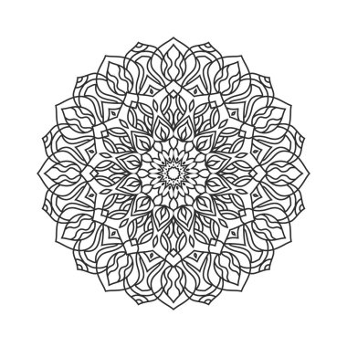 El çizimi mandala tasarımı yoga, boyama Boog, tekstil, çıkartmalar. Siyah ve beyaz rahatlatıcı mandala tasarımı