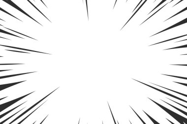 Çizgi roman siyah beyaz hız çizgileri arkaplanı. Komik yakınlaştırma satırları arkaplan