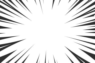 Çizgi roman siyah beyaz hız çizgileri arkaplanı. Komik yakınlaştırma satırları arkaplan