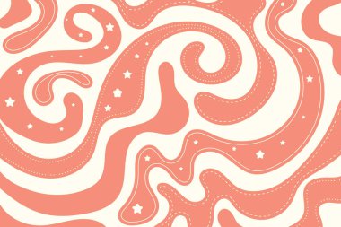 Soyut turuncu dalgalar 60 'larda, 70' lerde modaya uygun arka planda. Dalgalı sıvı organik şekiller arkaplan