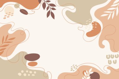 Soyut organik şekilli modern sanat arkaplanı. Reklamlar, reklamlar, sunumlar, sosyal medya için moda tarafsız renk pankartları. Çağdaş tasarım