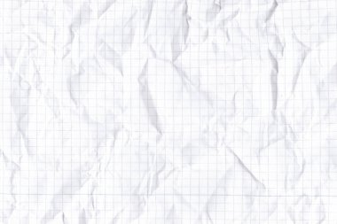 Buruşmuş sayfa dokusu arkaplanı. Matematik, yazı için yeri olan buruşmuş kağıt çarşaf. Vektör illüstrasyonu