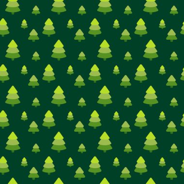 Paketleme, tekstil ve ambalaj kağıtları için Noel ağaçları olan yeşil bir Noel deseni. Ambalaj, tekstil, ambalaj kağıtları, tebrik kartları için tatil tasarımı.