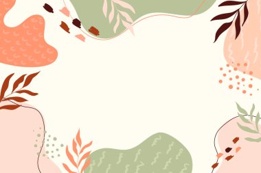 Soyut modern tarz şekilleri ve arkaplan bırakmaları. Doğa modası en düşük arka plan şablonu. Organik şekiller modern sanat arka planı baskılar, afişler, sunum, poster, duvar resimleri, kapak.