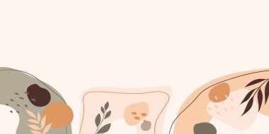 Soyut modern tarz şekilleri ve arkaplan bırakmaları. Doğa modası en düşük arka plan şablonu. Organik şekiller modern sanat arka planı baskılar, afişler, sunum, poster, duvar resimleri, kapak.