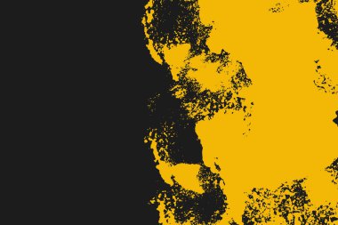 Siyah ve Sarı Grunge Şehir Dokusunda Grainy Spray Efekti. Sarı parçalı Grungy dokusu. Toz Kaplaması Grain Dokuları Arkaplanı