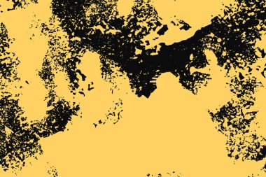 Siyah ve Sarı Grunge Şehir Dokusunda Grainy Spray Efekti. Sarı parçalı Grungy dokusu. Toz Kaplaması Grain Dokuları Arkaplanı