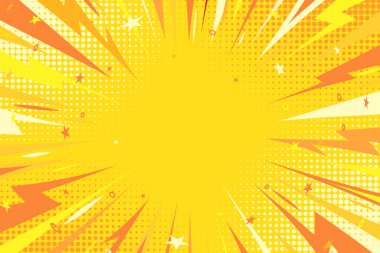 Sarı çizgi roman geçmişi. Dergi, kapak, reklam, afiş, web sitesi için pop art motion background. 