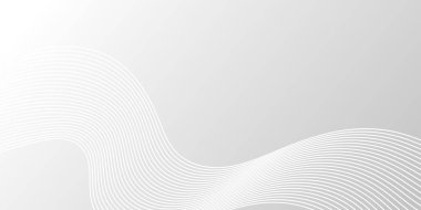Asgari çizgi dalgalarıyla gri gradyan arkaplan. Pürüzsüz, zarif, gri arka plan. Soyut hareket dalgalı çizgileri, pankart, reklam, poster, kapak, sosyal medya için minimalist dinamik tasarım. 