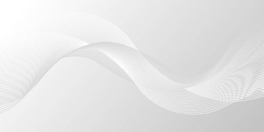 Asgari çizgi dalgalarıyla gri gradyan arkaplan. Pürüzsüz, zarif, gri arka plan. Soyut hareket dalgalı çizgileri, pankart, reklam, poster, kapak, sosyal medya için minimalist dinamik tasarım. 