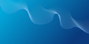 Mavi kıvrımlı dalgalı hat teknolojisi. Basit bir iş mavi arka planı ve pürüzsüz bir dalga çizgisi. Sunum, web sitesi, afiş, reklamlar, posterler için gradyan teknoloji dijital tasarımı