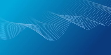 Mavi kıvrımlı dalgalı hat teknolojisi. Basit bir iş mavi arka planı ve pürüzsüz bir dalga çizgisi. Sunum, web sitesi, afiş, reklamlar, posterler için gradyan teknoloji dijital tasarımı