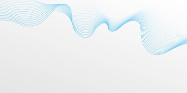 Soyut mavi akış çizgileri açık gri arkaplanda dalgalanıyor. Dinamik pürüzsüz dijital teknoloji arkaplanı. Broşür, reklam, web sitesi, afiş, sunum, posterler için gelecekteki dumanlı çizgi tasarımı.