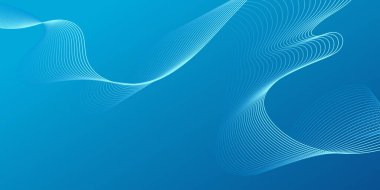 Mavi kıvrımlı dalgalı hat teknolojisi. Basit bir iş mavi arka planı ve pürüzsüz bir dalga çizgisi. Sunum, web sitesi, afiş, reklamlar, posterler için gradyan teknoloji dijital tasarımı