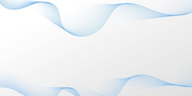 Soyut mavi akış çizgileri açık gri arkaplanda dalgalanıyor. Dinamik pürüzsüz dijital teknoloji arkaplanı. Broşür, reklam, web sitesi, afiş, sunum, posterler için gelecekteki dumanlı çizgi tasarımı.