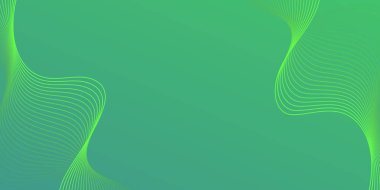 Yeşil kıvrımlı dalga arkaplanı. Akış hareketi çizgileri. Sunum, web sitesi, afiş, reklam, poster için akıcı düz dalga çizgileri ile basit iş yeşil arkaplan.