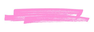 Altını çizmek ve vurgulamak için Grunge fırça darbesi. Beyaz arkaplanda izole edilmiş sanatsal pembe boya fırçası.