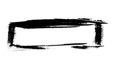 El çizimi grunge siyah dikdörtgen çerçeve. Fırça darbesi ile boyanmış dikdörtgen kutu beyaz arka planda izole edilmiş. Vektör illüstrasyonu