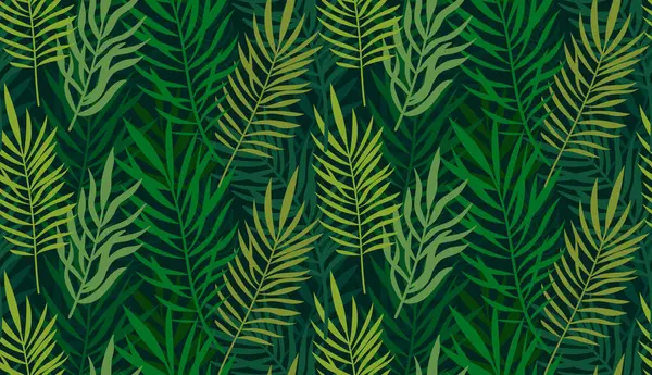 Palmiye ağacı pürüzsüz izler bırakır. Yeşil hindistan cevizi palmiyesi yapraklı tropik desen. Vektör illüstrasyonu