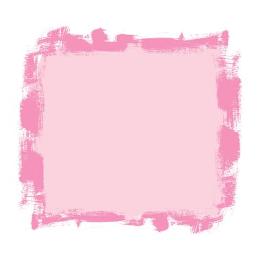 Pembe Grunge Fırça Meydanı Kutusu. Beyaz Arkaplanda Grungy fırça darbesi dokusu. Dağınık sanatsal kare afiş. Vektör illüstrasyonu