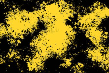 Şehirli grunge geçmişi. Sarı arka planda siyah grunge kaba dokusu. Boya fırınları ve kumlu dokular. Pankart, reklam, web sitesi, sunum, kapak, poster için modern graffiti sanat retro dokusu