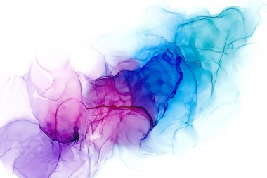 Renkli alkol mürekkep dokusu arka planı. Yaratıcı sıvı mermer dokusu, çok renkli sıvı suluboya arka plan. Kağıda elle boyanmış. Alkol lekesi akışı