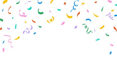 Renkli Konfeti Doğum Günü Geçmişi. Çok Renkli Konfeti Düşüşü ile Kutlama Çerçevesi. Tatil, Parti ve Posterler İçin Konfeti Üst Sınırı