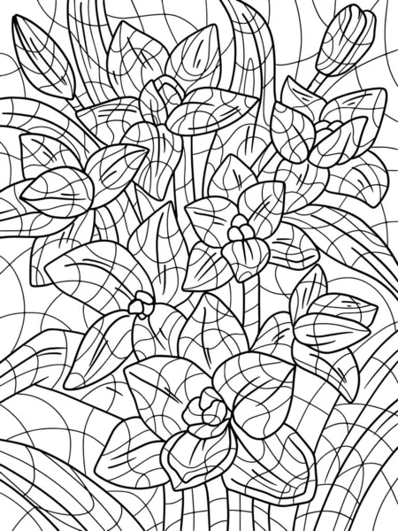 Helleborus Çiçeği Yetişkin Stres Boyama Sayfası Karalama Zenkaralama Elementleriyle Raster — Stok fotoğraf
