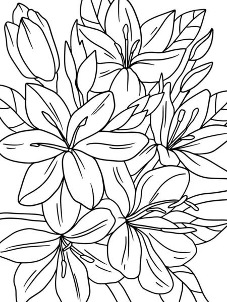 Bouquet Fleurs Printanières Coloration Image Enfants Trait Noir Fond Blanc — Image vectorielle