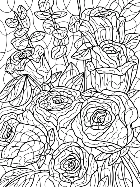 Buquê Flores Rosas Stress Para Crianças Adultos Ilustração Sobre Fundo — Fotografia de Stock