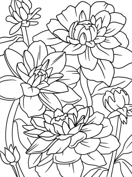star lotus flower coloring page with pencil line art. Black lines, white background, raster illustration.