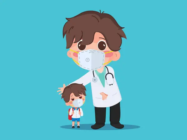 Mascarillas Para Médicos Pacientes Durante Contaminación Del Aire Por Pm2 Ilustraciones de stock libres de derechos