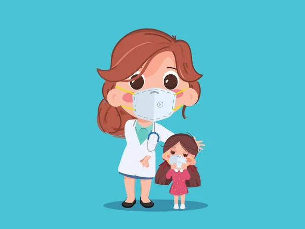 Ιατρός Και Ασθενείς Facemasks Κατά Διάρκεια Της Ατμοσφαιρικής Ρύπανσης Pm2 Διανυσματικά Γραφικά