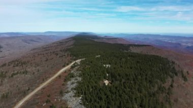 Spruce Mountain ve Spruce Knob, Batı Virginia 'nın en yüksek noktası, bir sonbahar günü görüldü. Kamera kuzeydoğuya, tepe boyunca batıda Seneca Creek Vadisi ve doğuda North Fork Dağı ile uçuyor..
