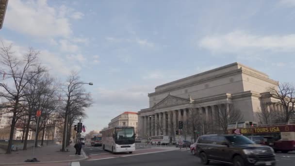 National Archives Byggnaden Centrala Washington Sett Utifrån Pennsylvania Avenue Och — Stockvideo