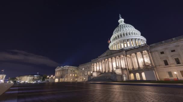 Ночная Задержка Восточной Части Капитолия Сша Вашингтоне Округ Колумбия Небе — стоковое видео