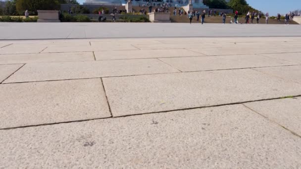 Menschen Besuchen Einem Späten Wintertag Das Lincoln Memorial Auf Der — Stockvideo