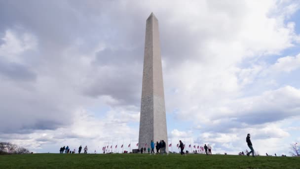 Nuvens Movem Sobre Monumento Washington Durante Blossom Kite Festival Washington — Vídeo de Stock