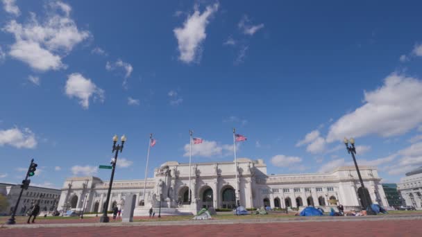 콜럼버스 워싱턴 유니언 기차역 중심지 워싱턴 목적지이다 초광역 샷에서 — 비디오
